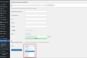 Dodaj uporabnika WP naslovna 1