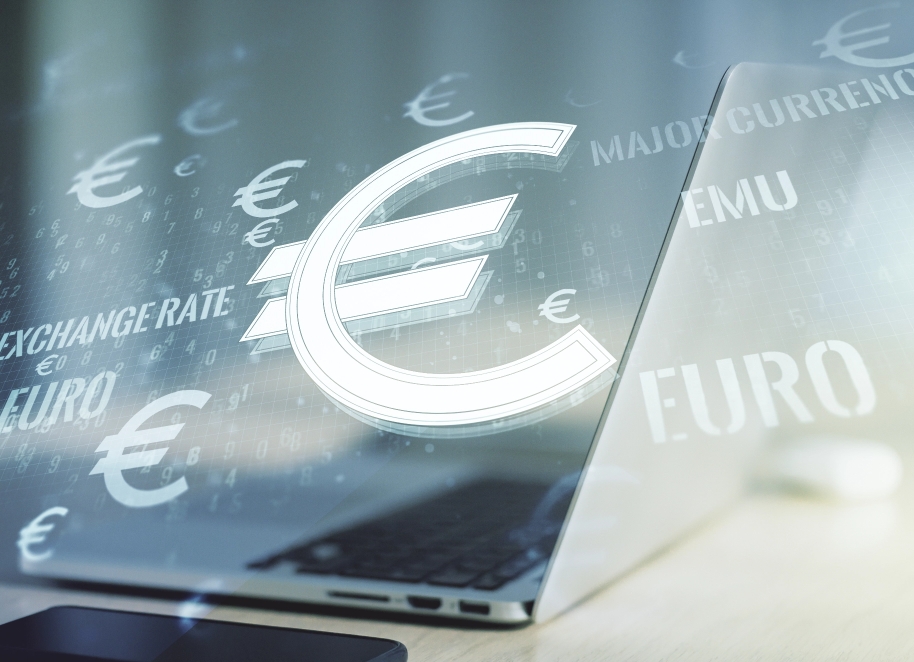 creative-euro-usd-symbols-sketch-modern-laptop-background-strategy-forecast-concept-multiexposure